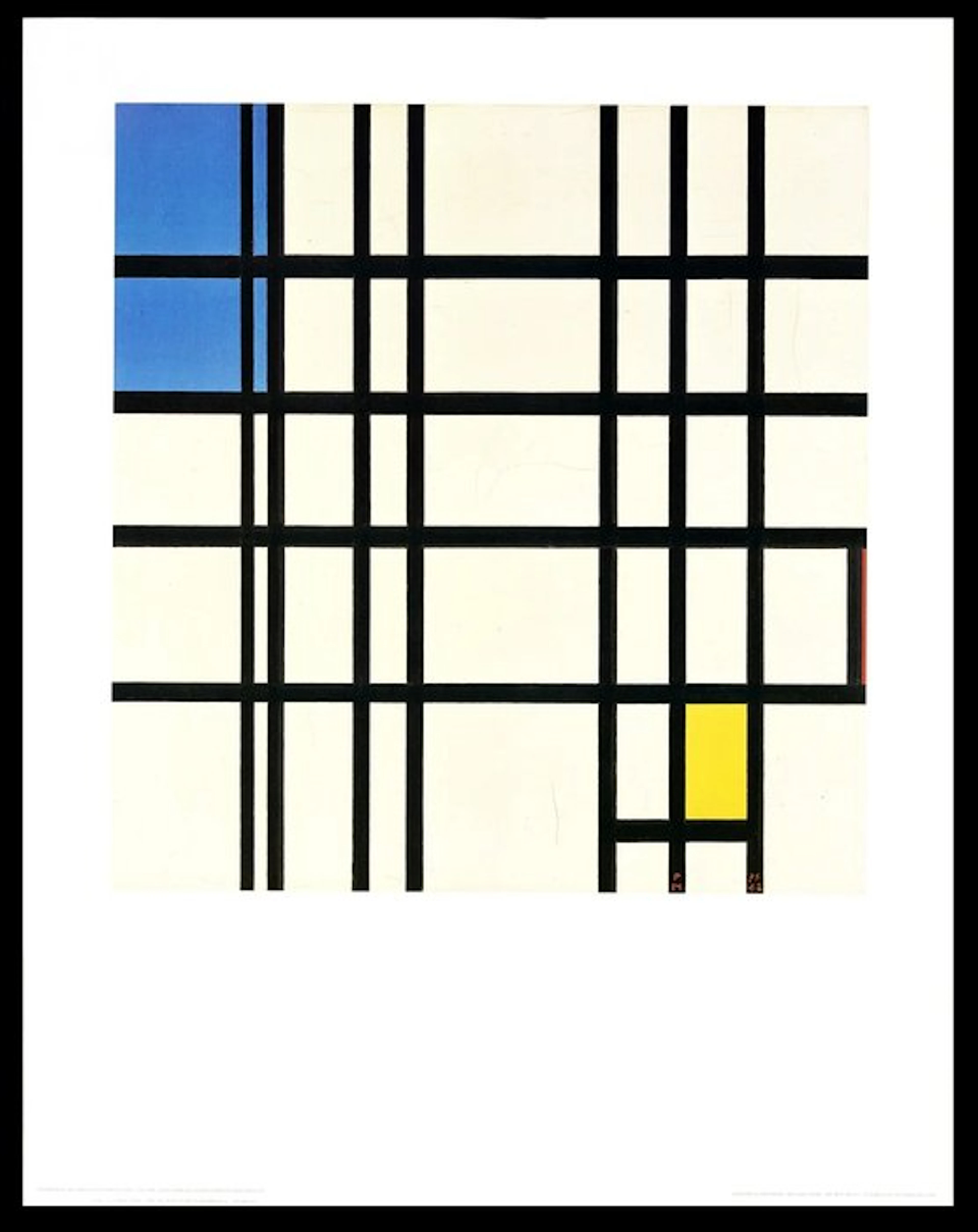 Piet Mondriaan - “Ritme van zwarte lijnen, 1935-1942”. Gesigneerd in de plaat.