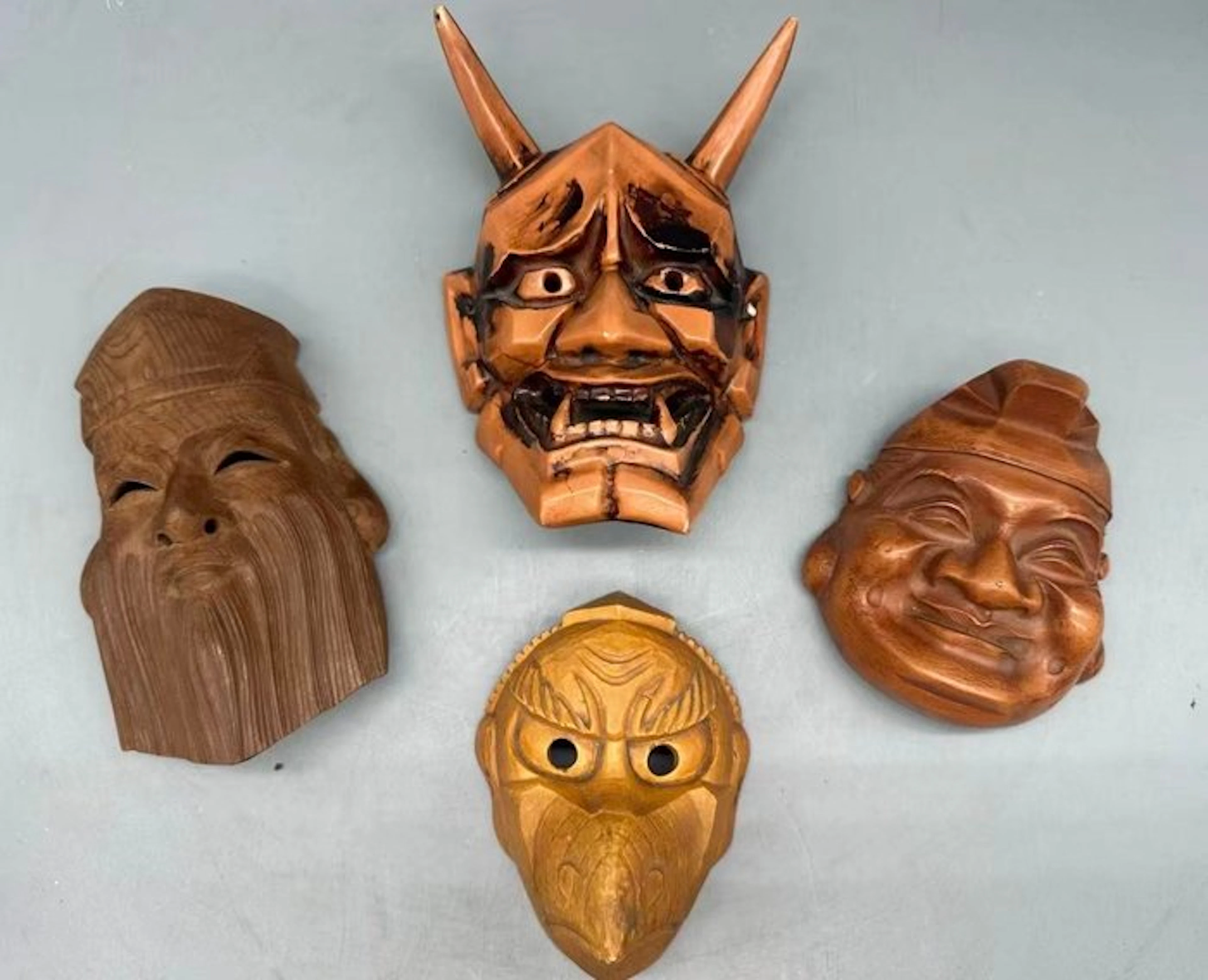 Vintage Japanese Noh Mask Set of 4