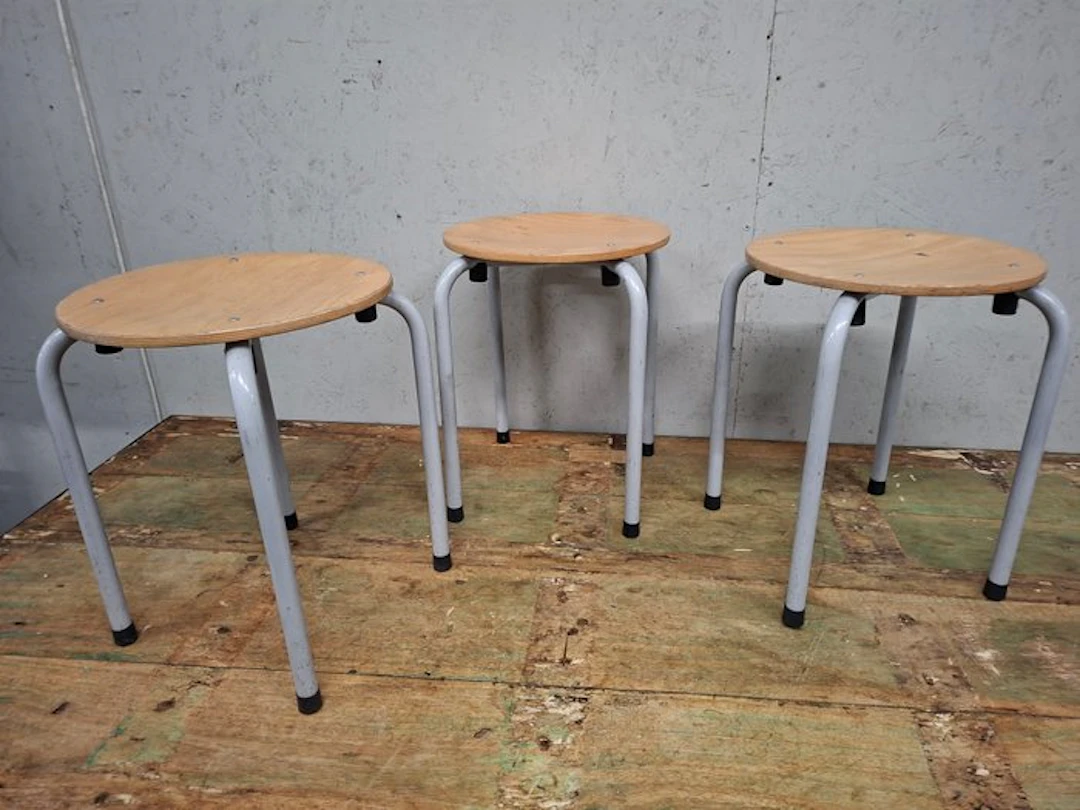 Stool - Metal, Wood - School stools 3x