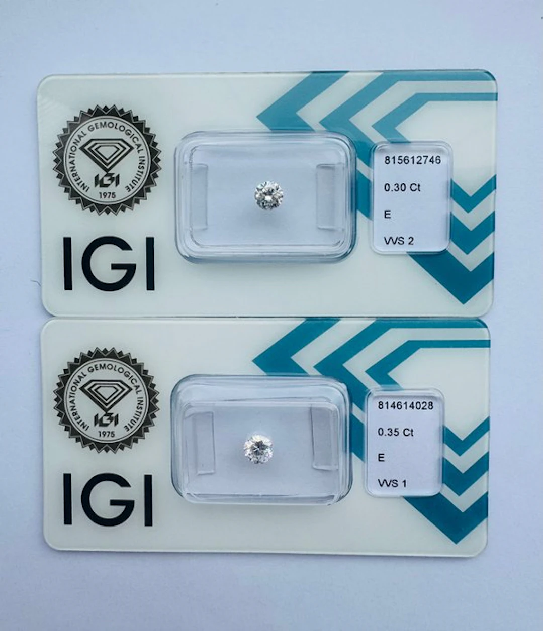 No reserve price - 2 pcs Diamond (Natural) - 0.65 ct - Round - E - VVS1