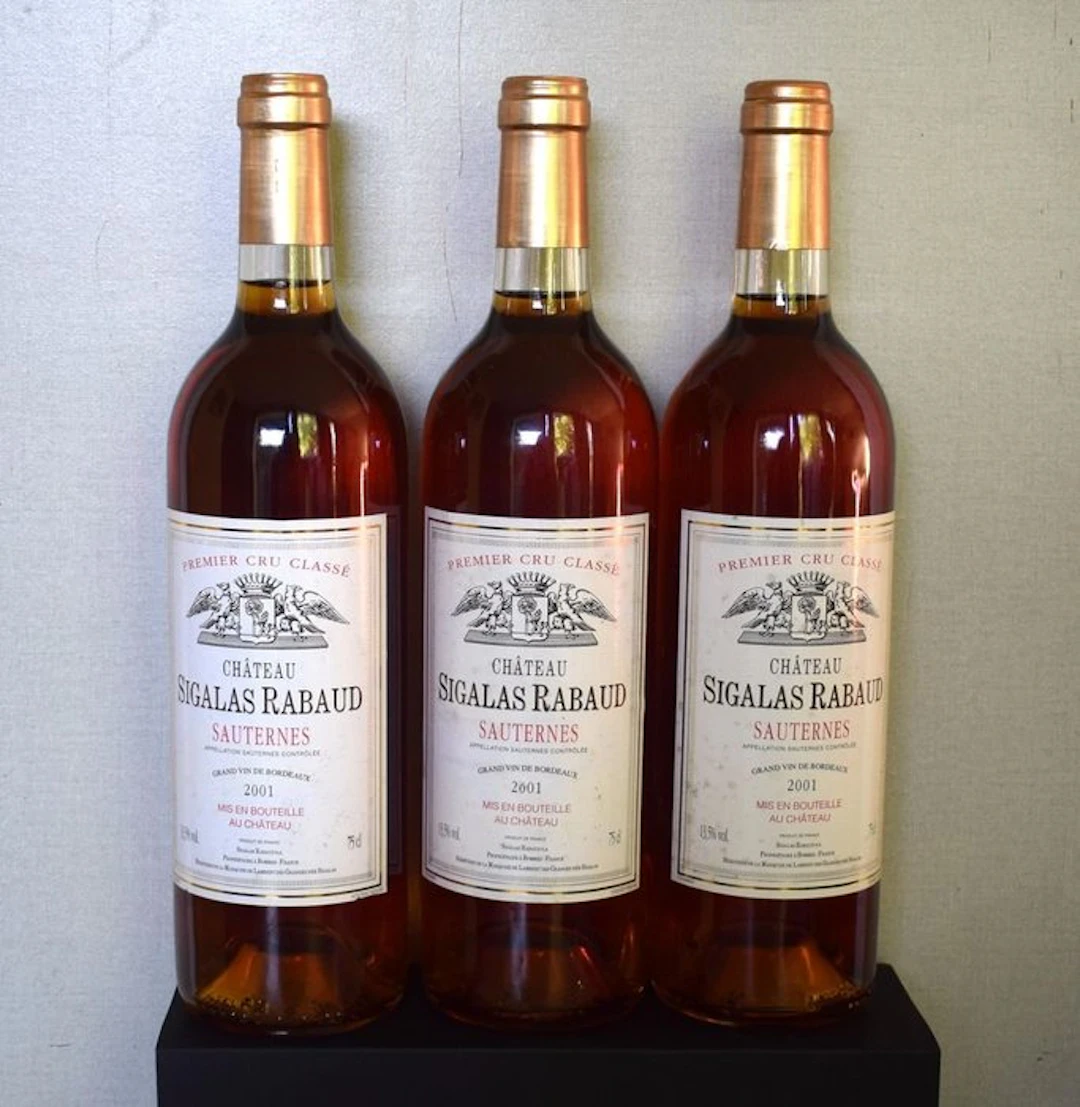 2001 Château Sigalas Rabaud - Sauternes 1er Cru - 3 Bottles (0.75L)