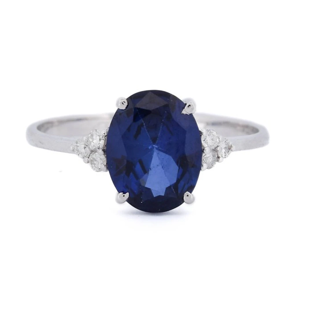 No reserve price - Ring - 18 kt. White gold - 2.32ct. tw. Sapphire - Diamond