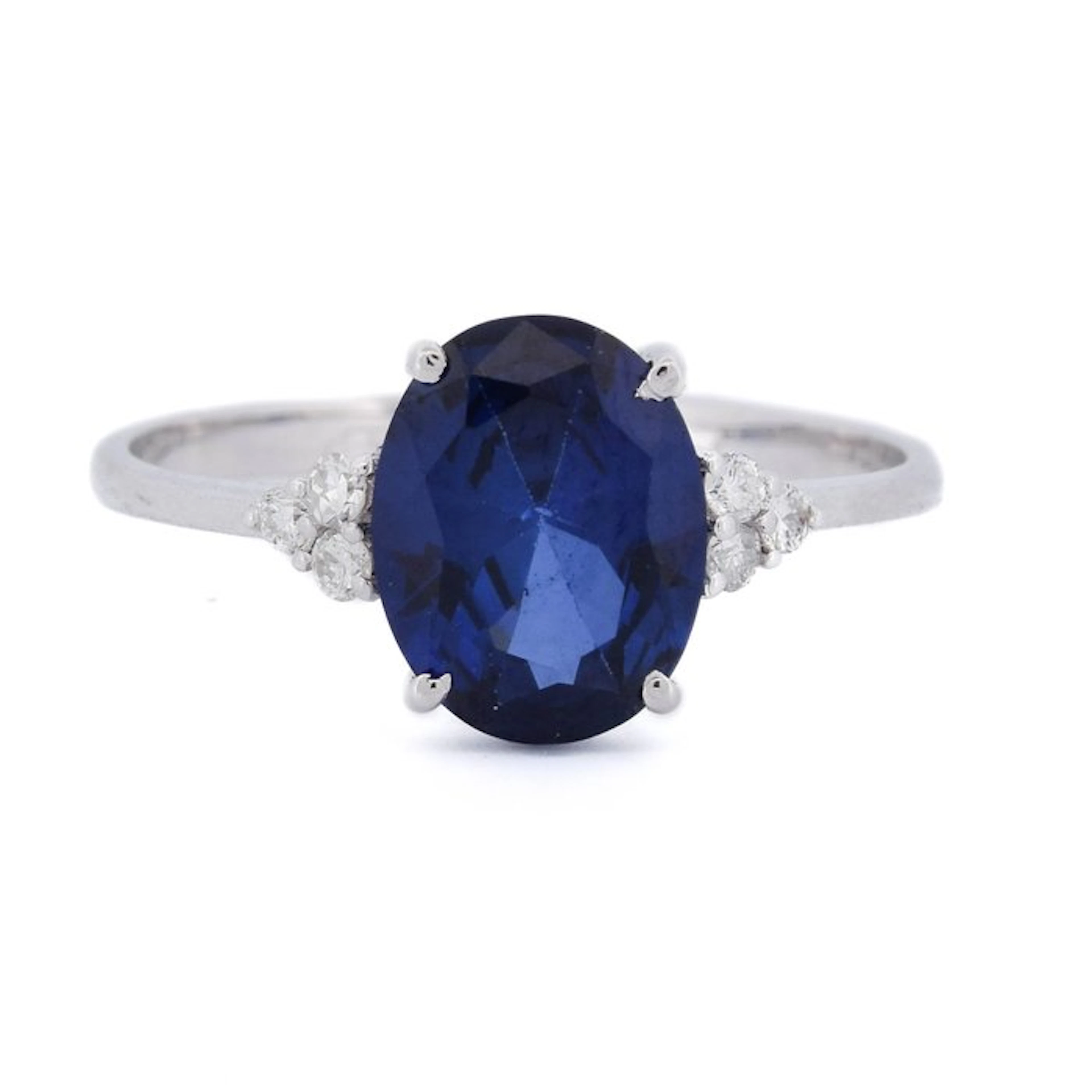 No reserve price - Ring - 18 kt. White gold - 2.32ct. tw. Sapphire - Diamond