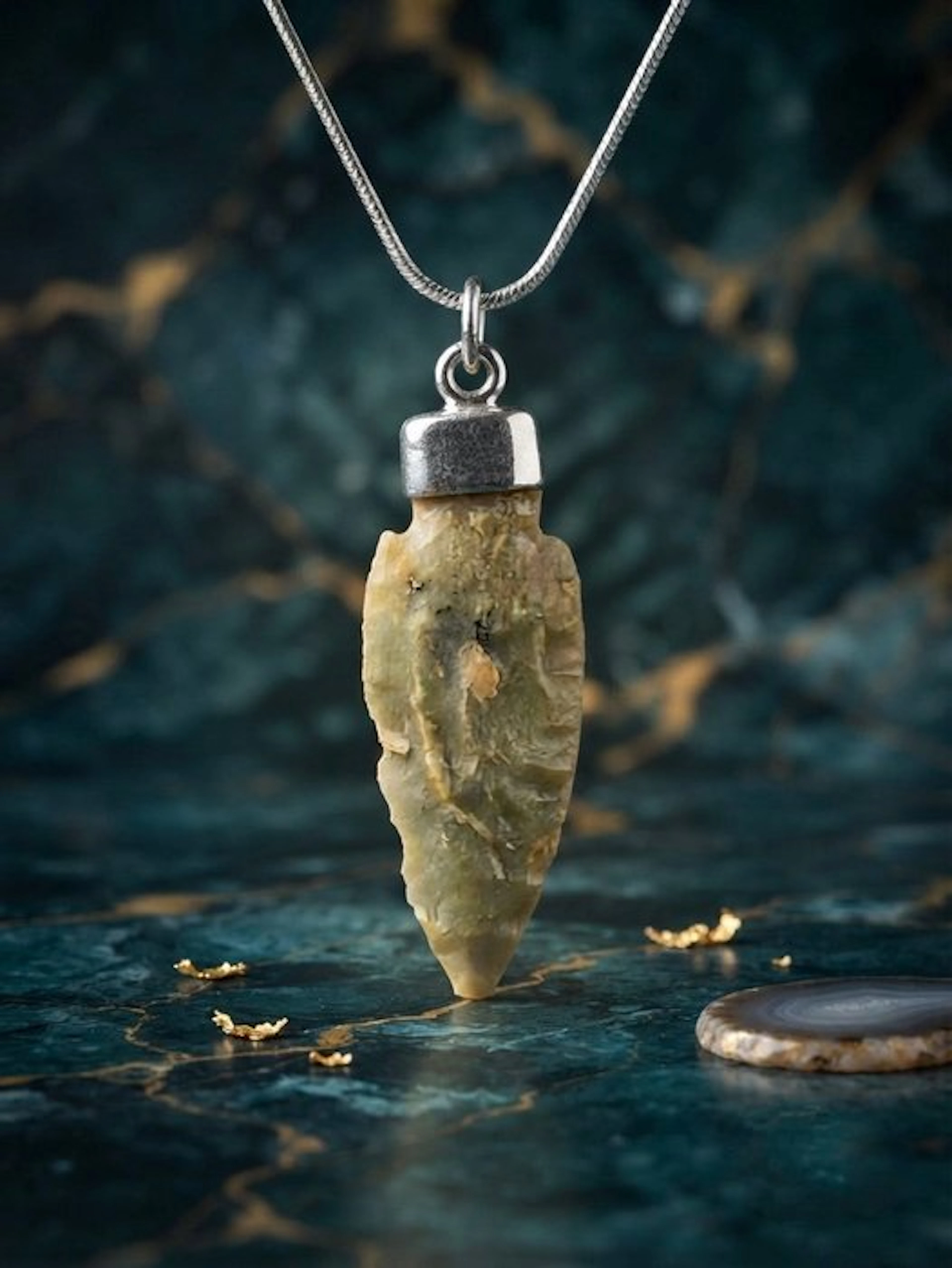 Neolithic Translucent greenish flint Arrow head (No reserve price)