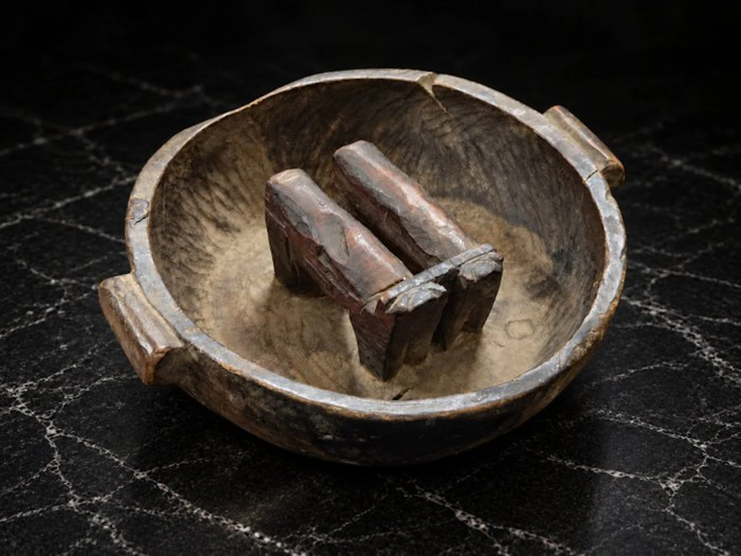 Late Inca–Early Hispanic Wood Wooden Bowl with Twin...