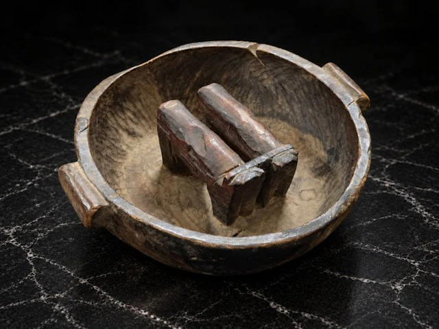 Late Inca–Early Hispanic Wood Wooden Bowl with Twin...