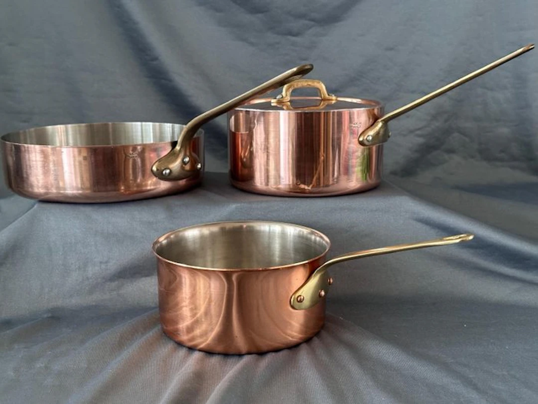 Mauviel - Pan (3) - , copper, brass, stainless steel - copper cookware