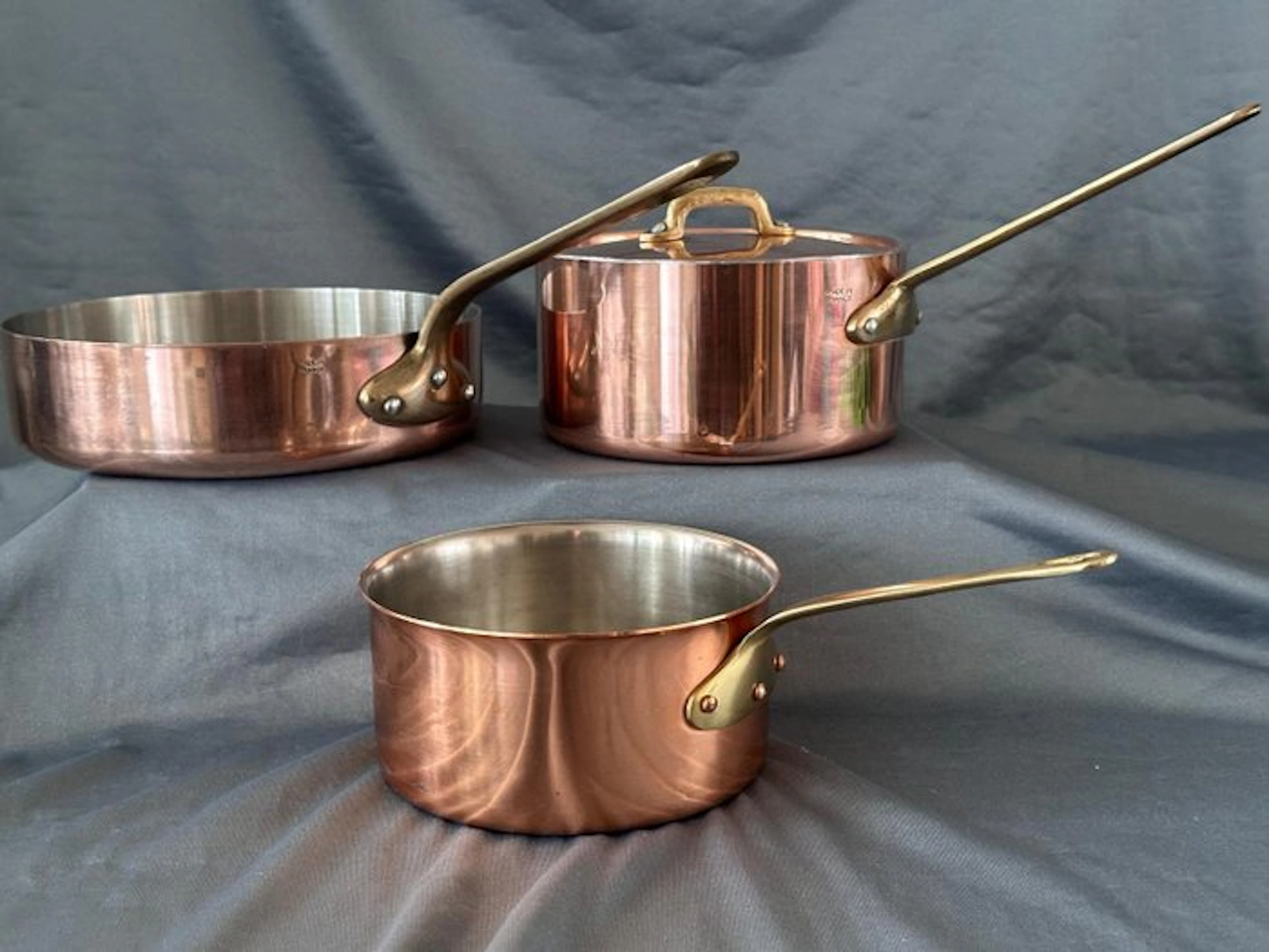Mauviel - Pan (3) - , copper, brass, stainless steel - copper cookware