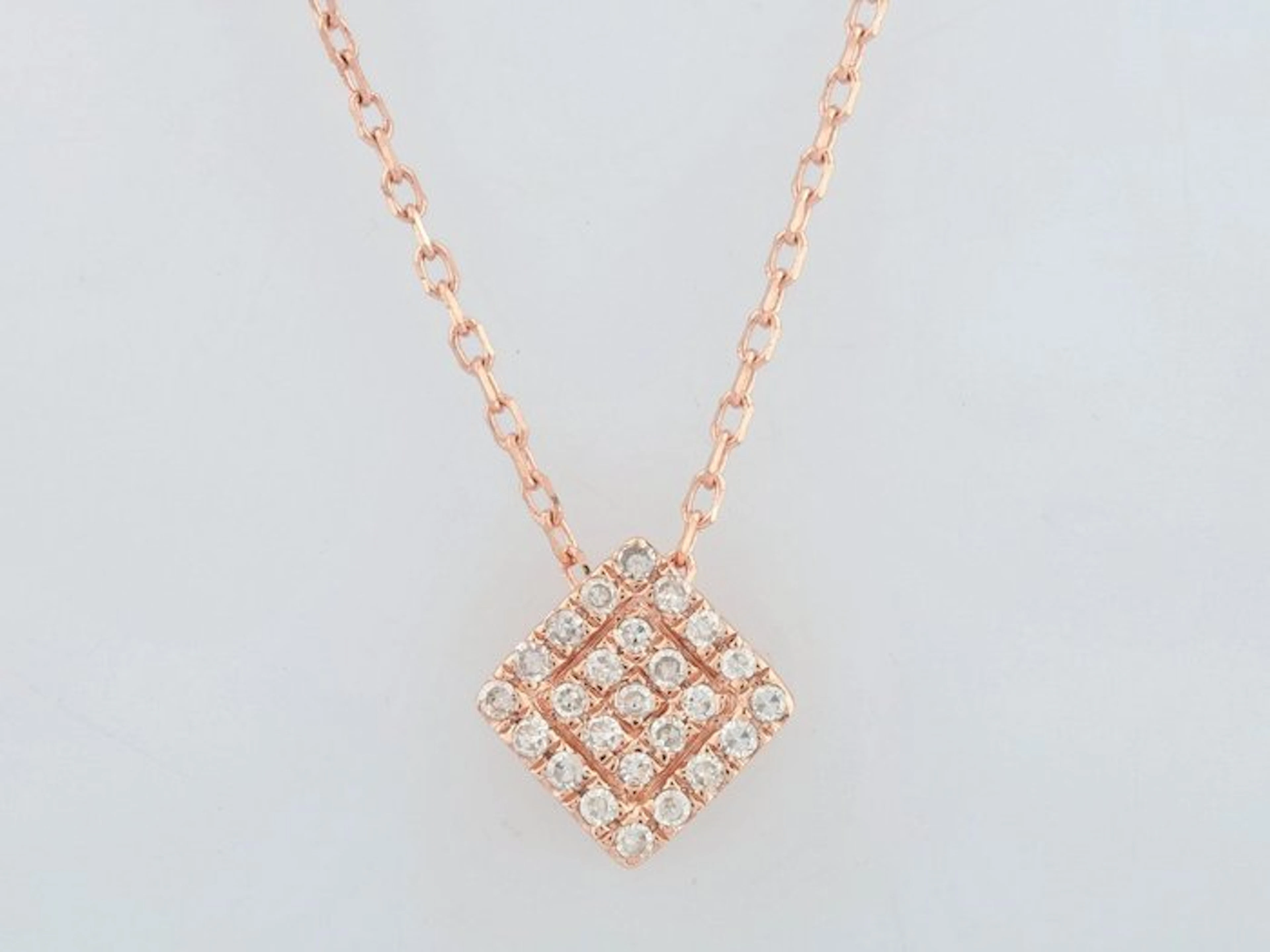 Necklace with pendant - 14 kt. Rose gold - 0.08ct. tw. Diamond (Natural)