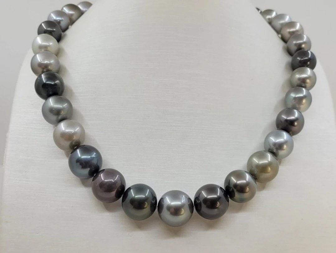 Necklace ALGT Certified 11.2x14.3mm Multi Tahiti Pearls