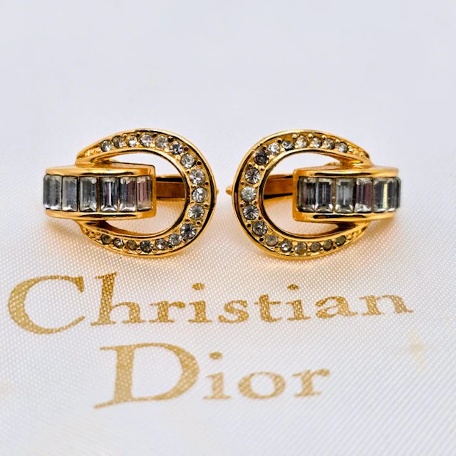 Christian Dior - Door knocker 1980s - Earrings - Chic bauquette crystal