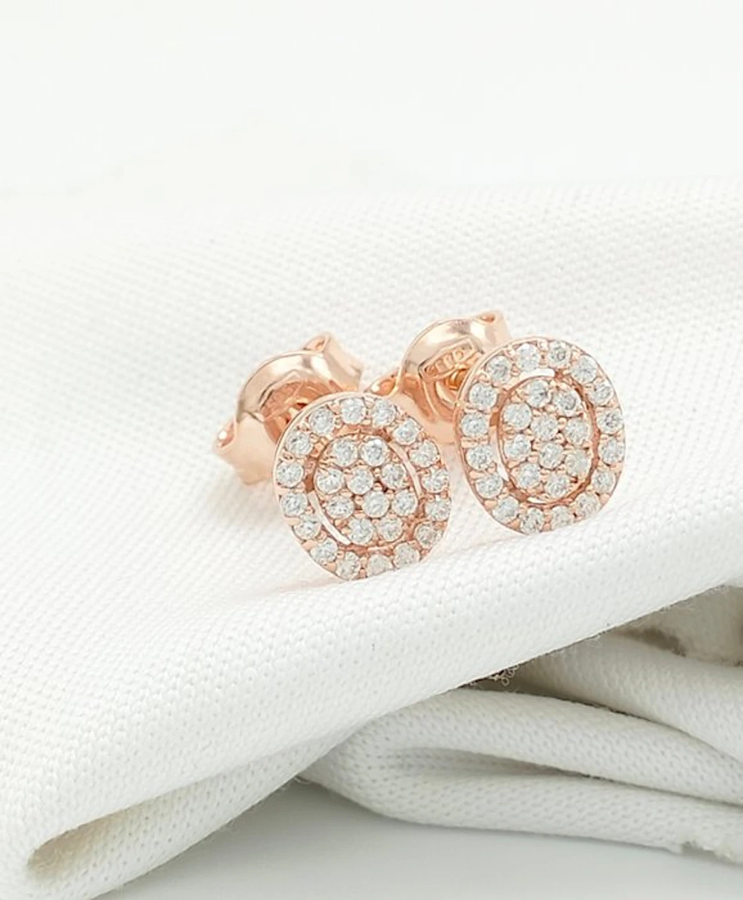 No reserve price - Earrings - 14 kt. Rose gold Diamond (Natural)