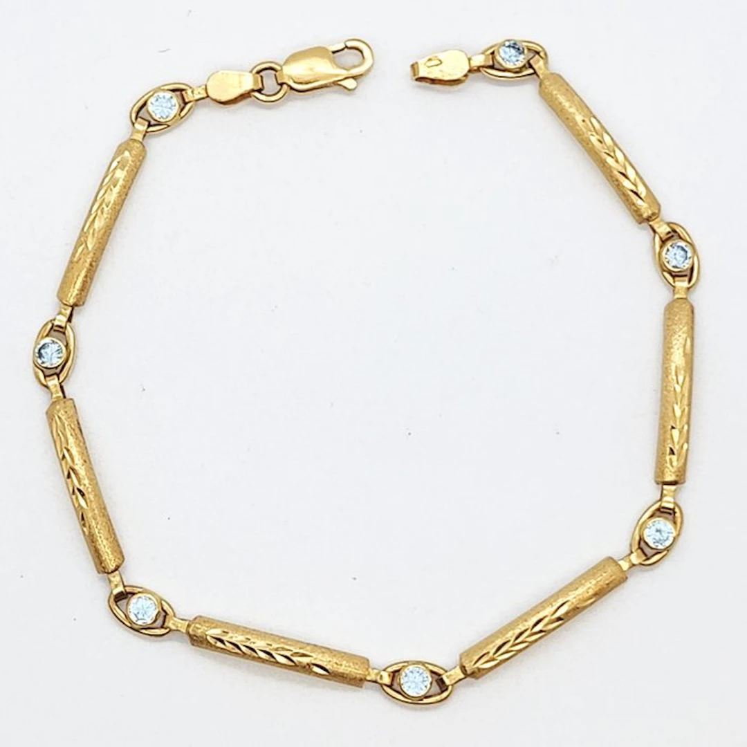 Bracelet - 18 kt. Yellow gold Synthetic gemstone