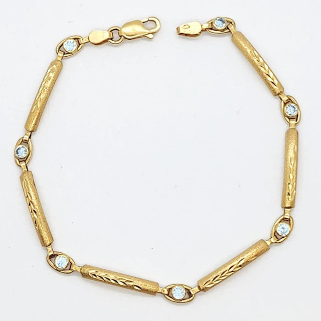 Bracelet - 18 kt. Yellow gold Synthetic gemstone