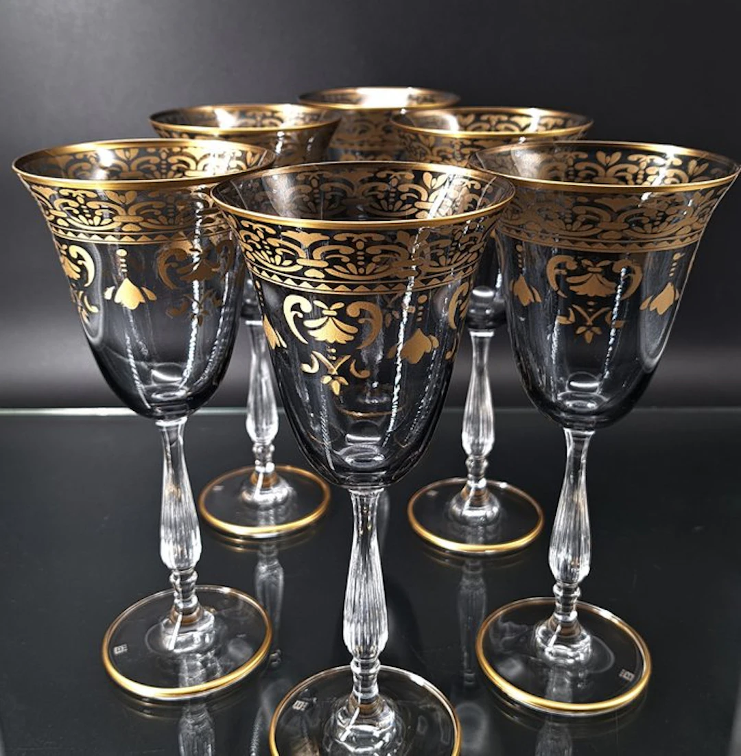 Artemisia Bohemia Firmati - Wine glass (6) - Crystal, Gold
