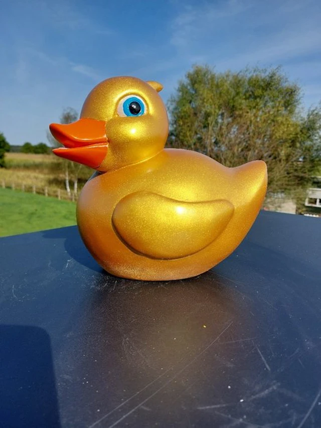 Figure - Large gold bath duck - Polyresin