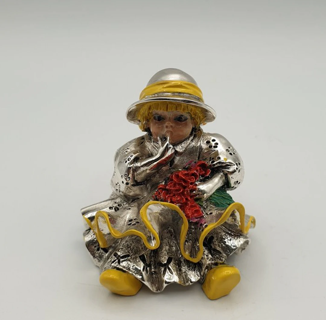 Fanciulla rivestita in Argento e smalti - Figurine - Silver-plated