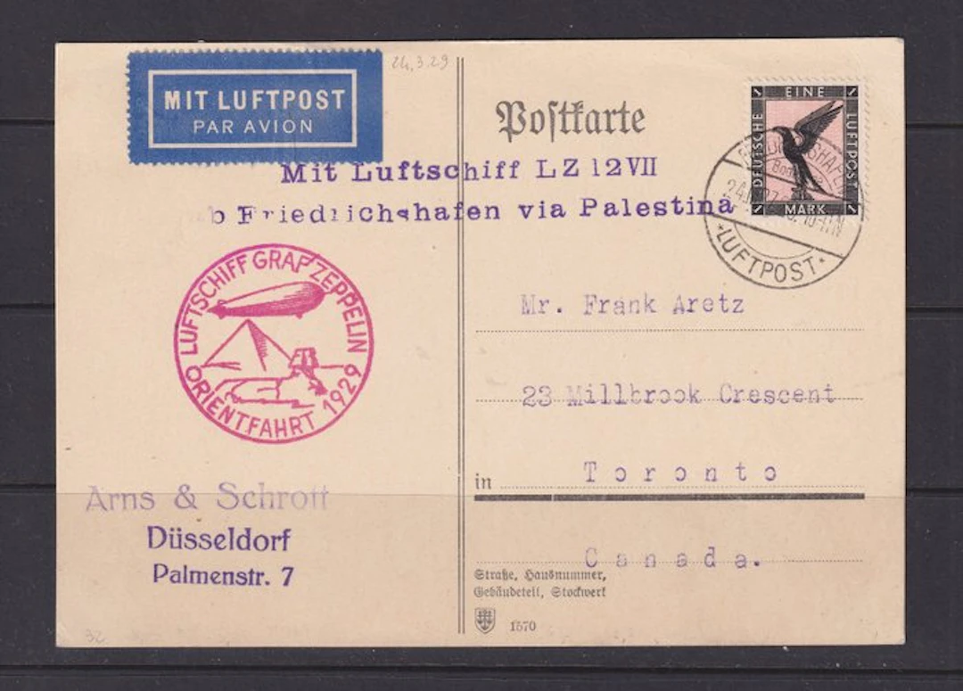 German Empire 1929 - Commercial postcard via L.Z.127...