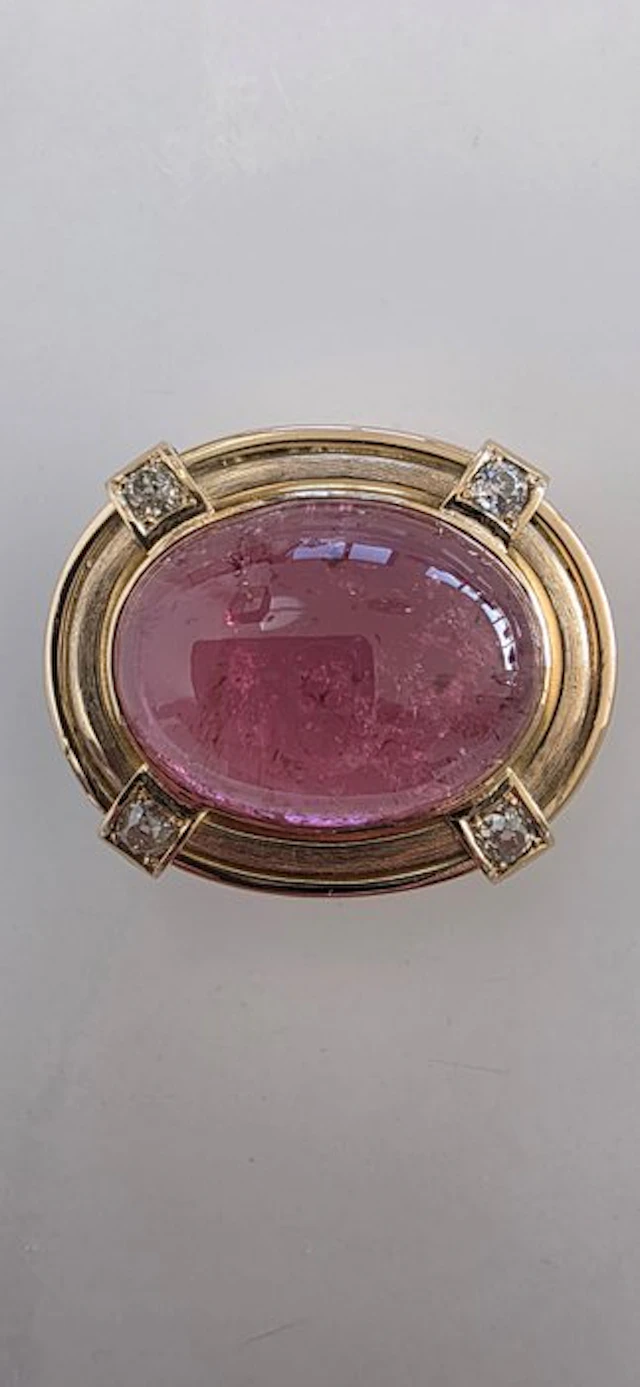 Brooch - 14 kt. Yellow gold - 38.75ct. tw. Tourmaline - Diamond