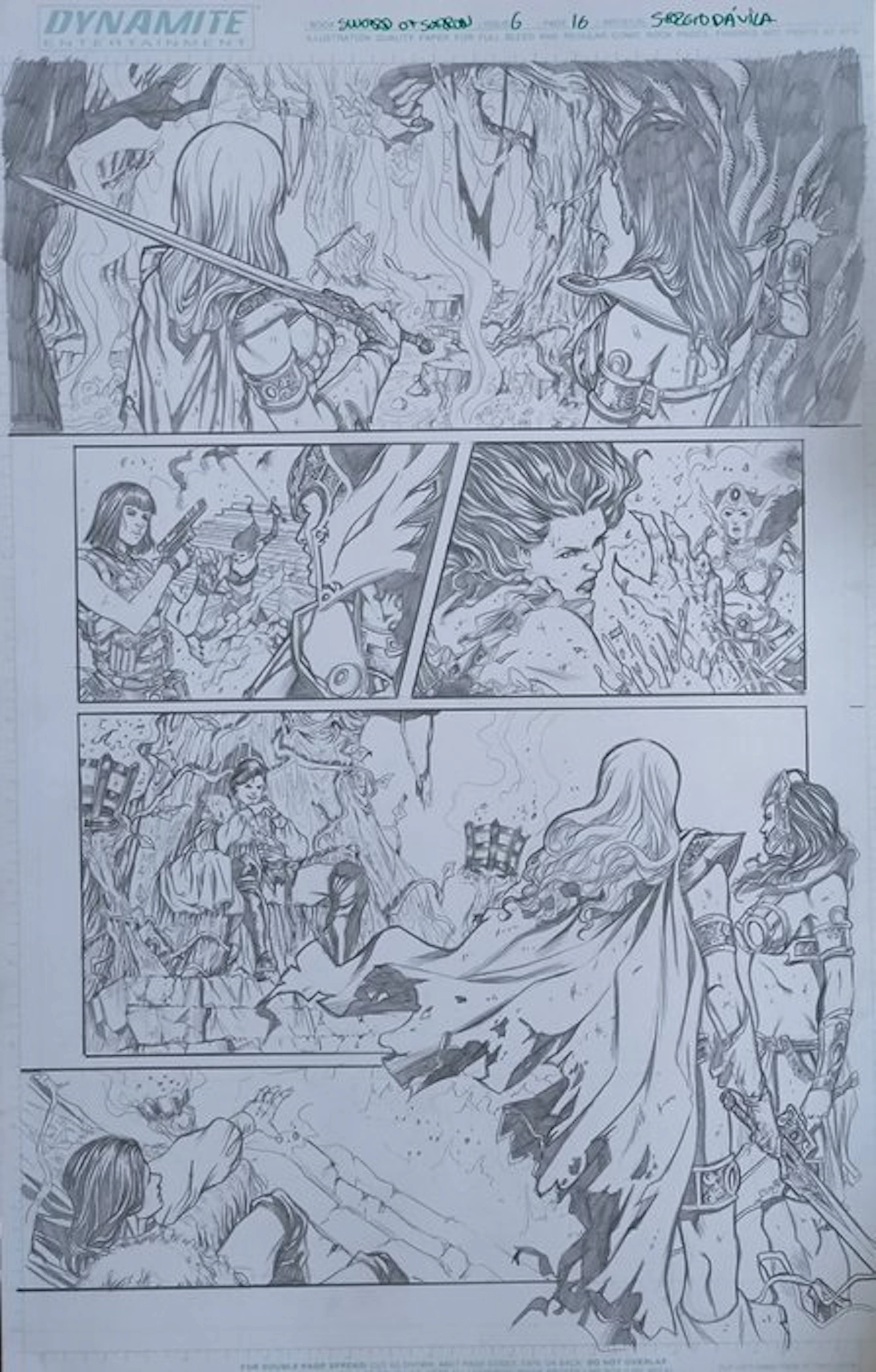Sergio Dávila (Pencil) Original page - Swords of Sorrow - #6, Page 16