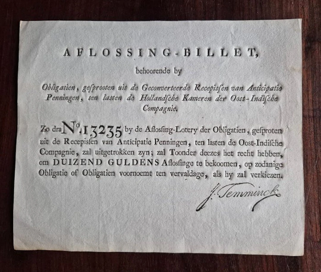 Netherlands. 1000 Gulden -ca. 1780 - Vereenigde Oost-Indische Compagnie (VOC)