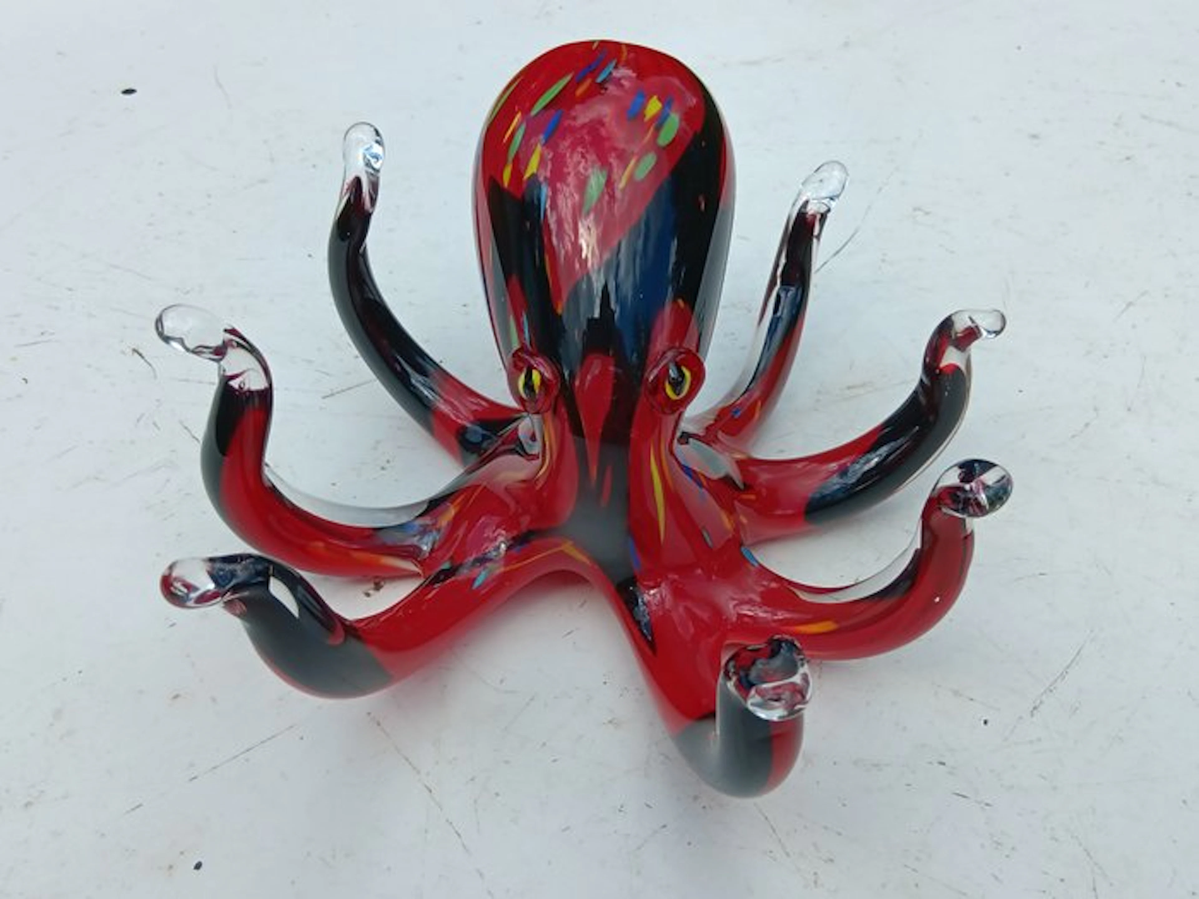 Sculpture, octopussy in kleur - 17 cm - handmade solid glass