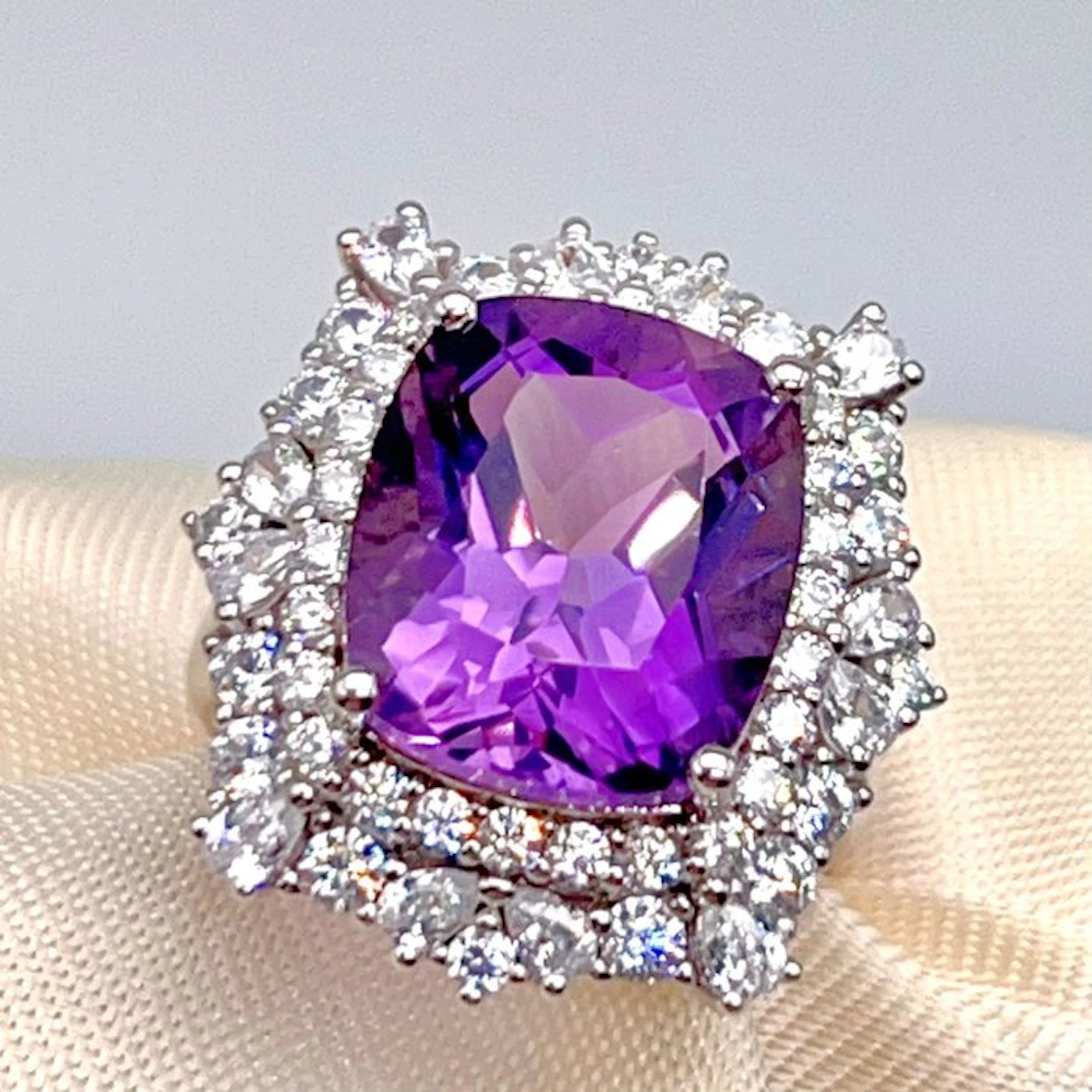 No reserve price - Ring Silver Amethyst - 8.46CT - New