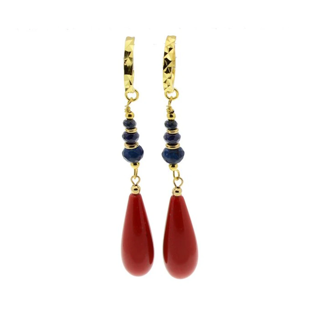 Coral - Silver - Earrings