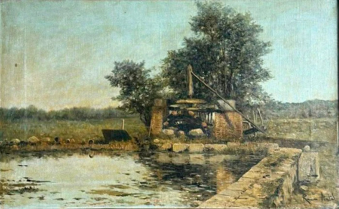 Manuel Ramos Artal (1855-1916) - Paisaje rural con estanque