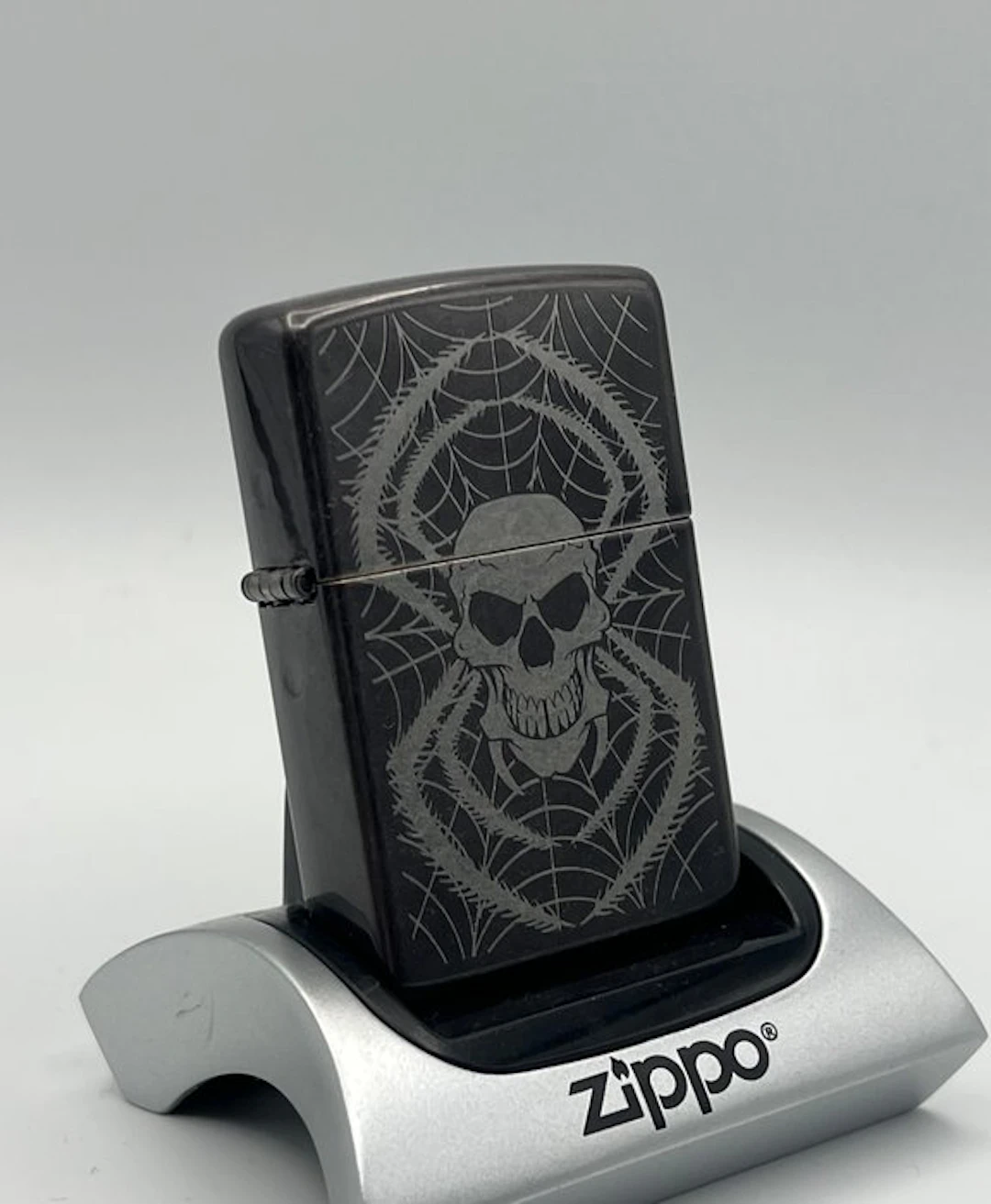 Zippo, No Reserve Price - Skull Spider Web Laser Engraved...