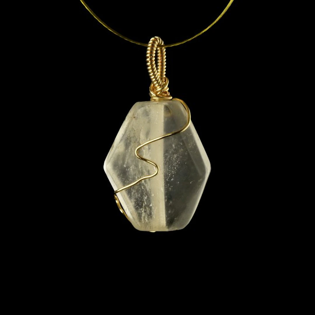 Ancient Roman Rock Crystal Pendant, Wire-Wrapped