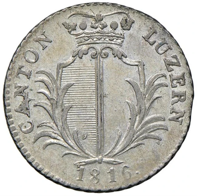 Switzerland. Kanton Luzern. 5 Batz 1816 / mit irisierender Patina