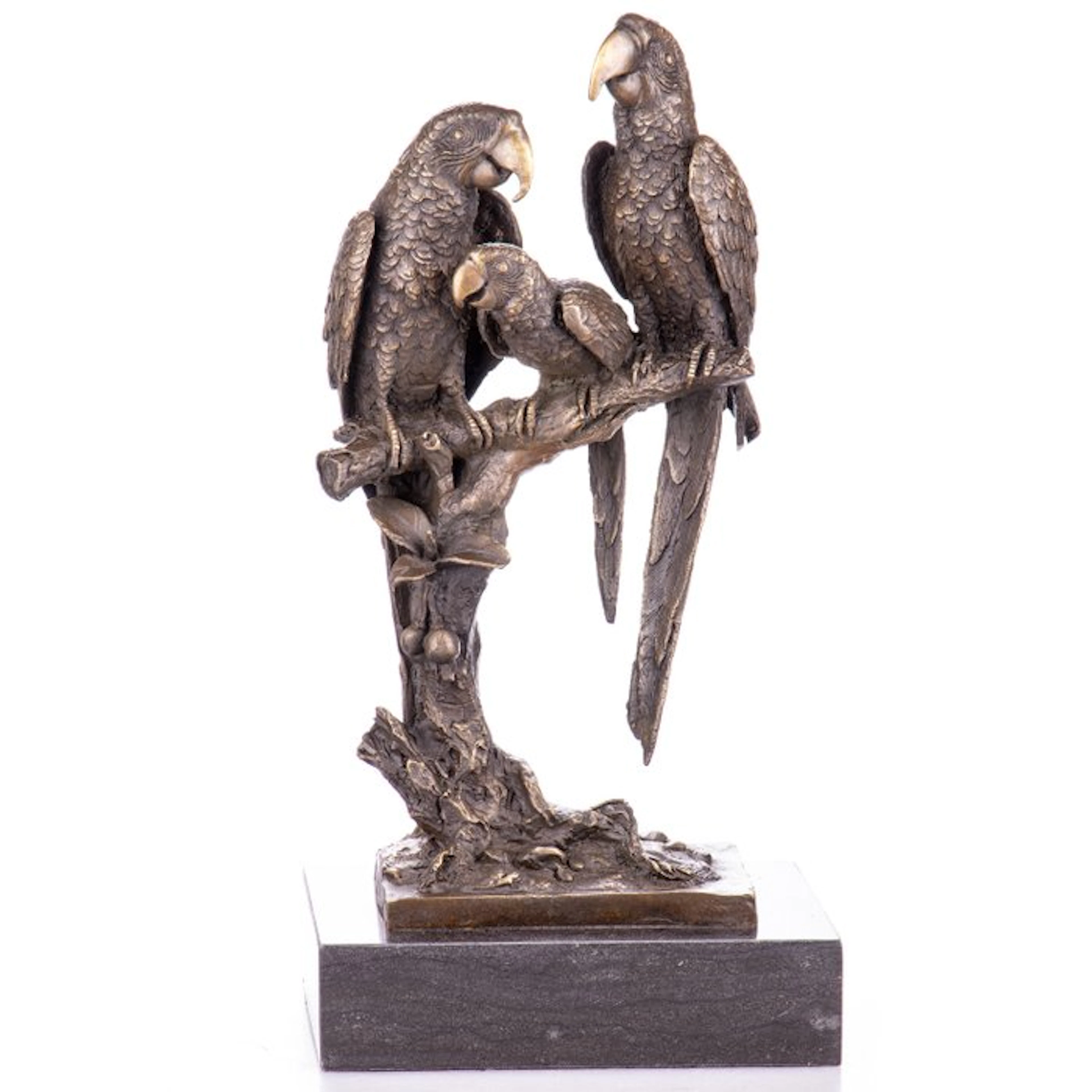 Figure - Bronzefigur Papageien 38CM - Bronze, Marble