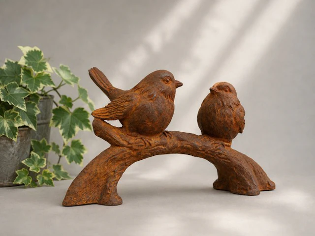 Statue, mussen op tak - 16 cm - Cast iron