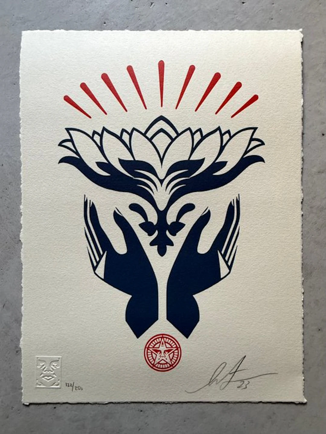 Shepard Fairey (OBEY) (1970) - Lotus Hands (red)