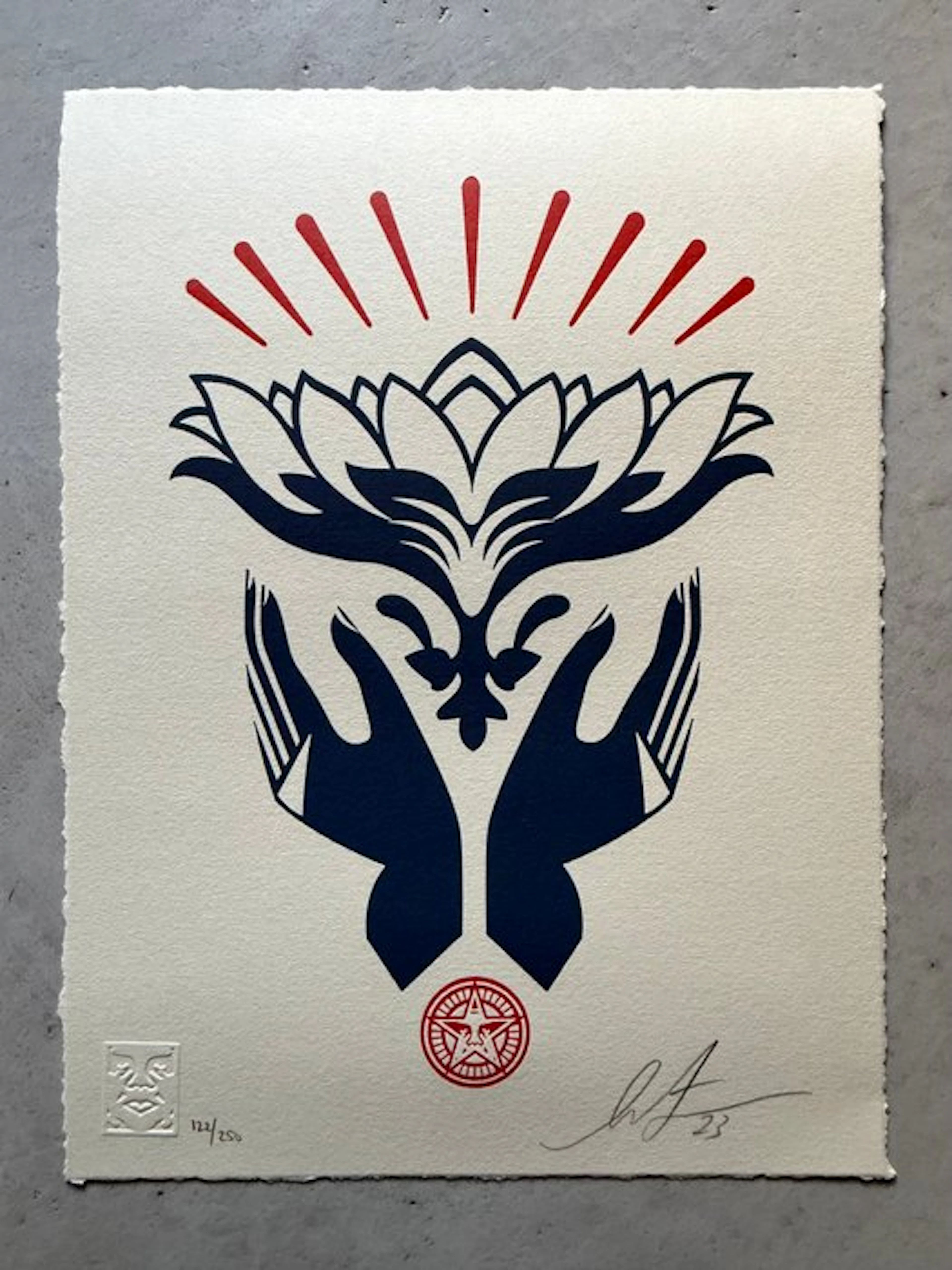 Shepard Fairey (OBEY) (1970) - Lotus Hands (red)
