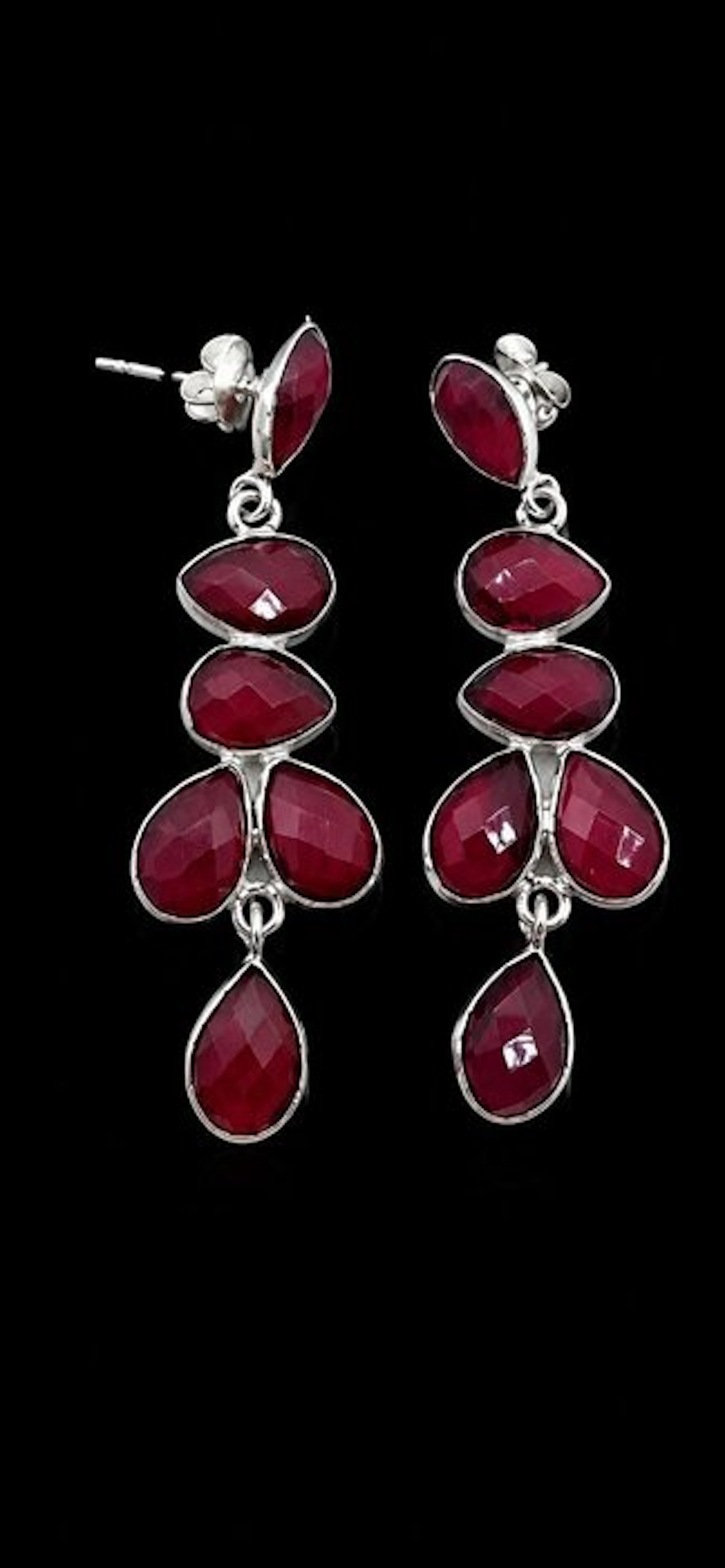 Elegant Garnet Teardrop Earrings - Treated - Earrings - Earrings