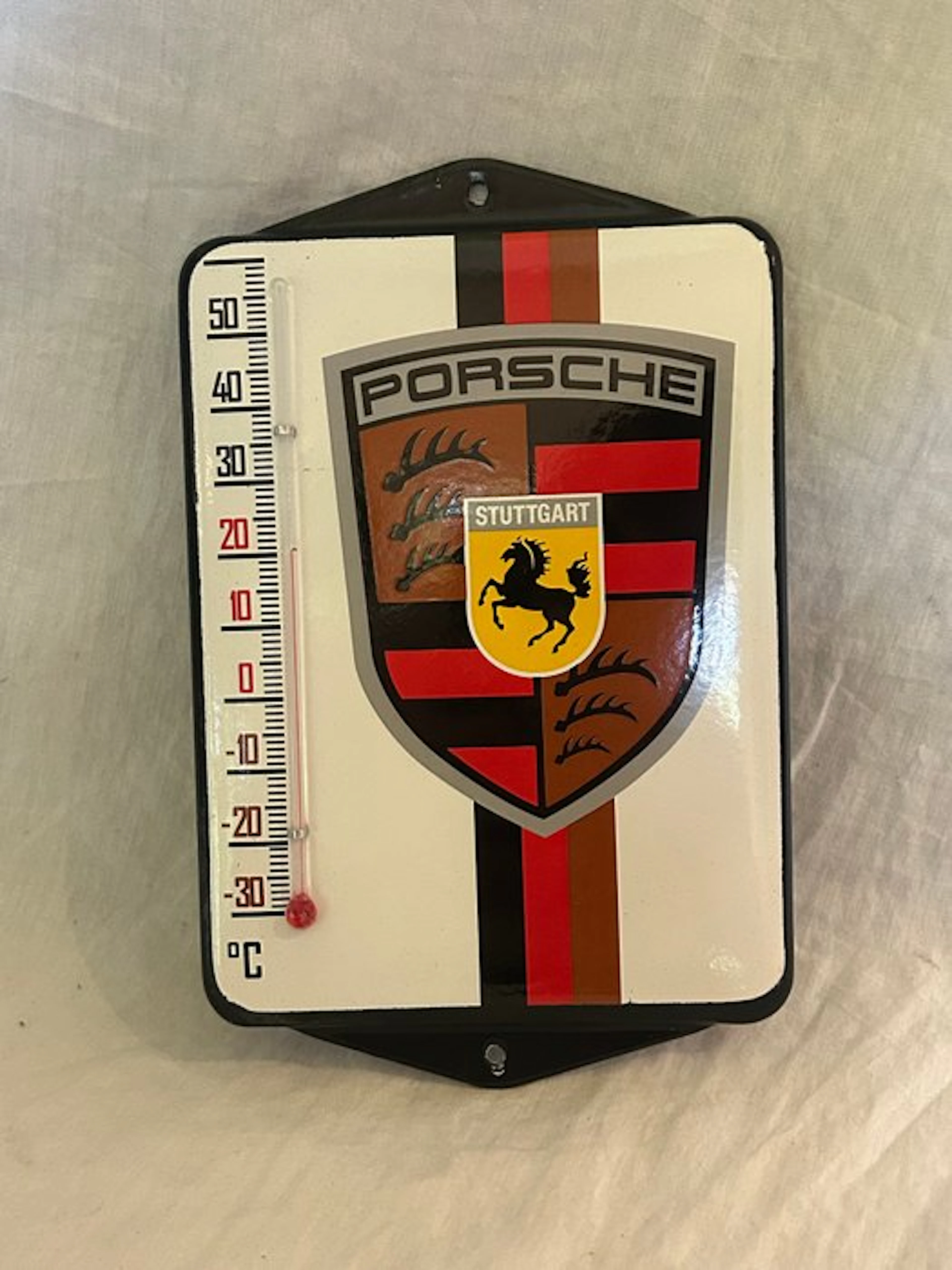 Enamel thermometer Porsche - Enamel sign - Enamel