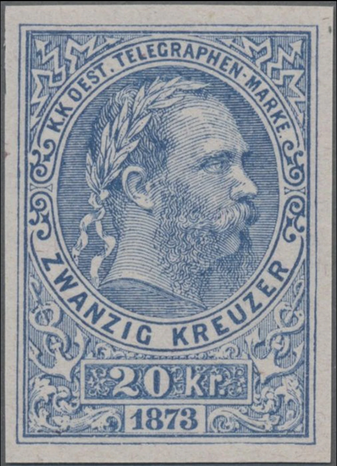 Austria 1873 - Telegraaf: 20 Kreuzer Emperor Franz...