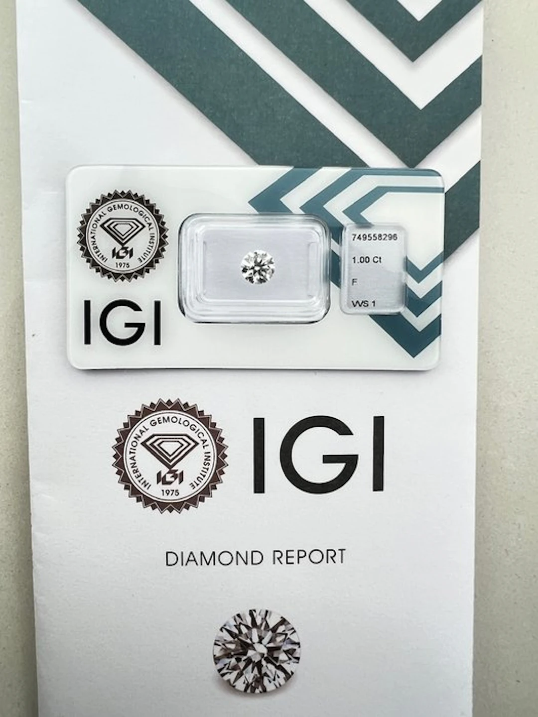 1 pcs Diamond (Natural) - 1.00 ct - Round - F - VVS1...