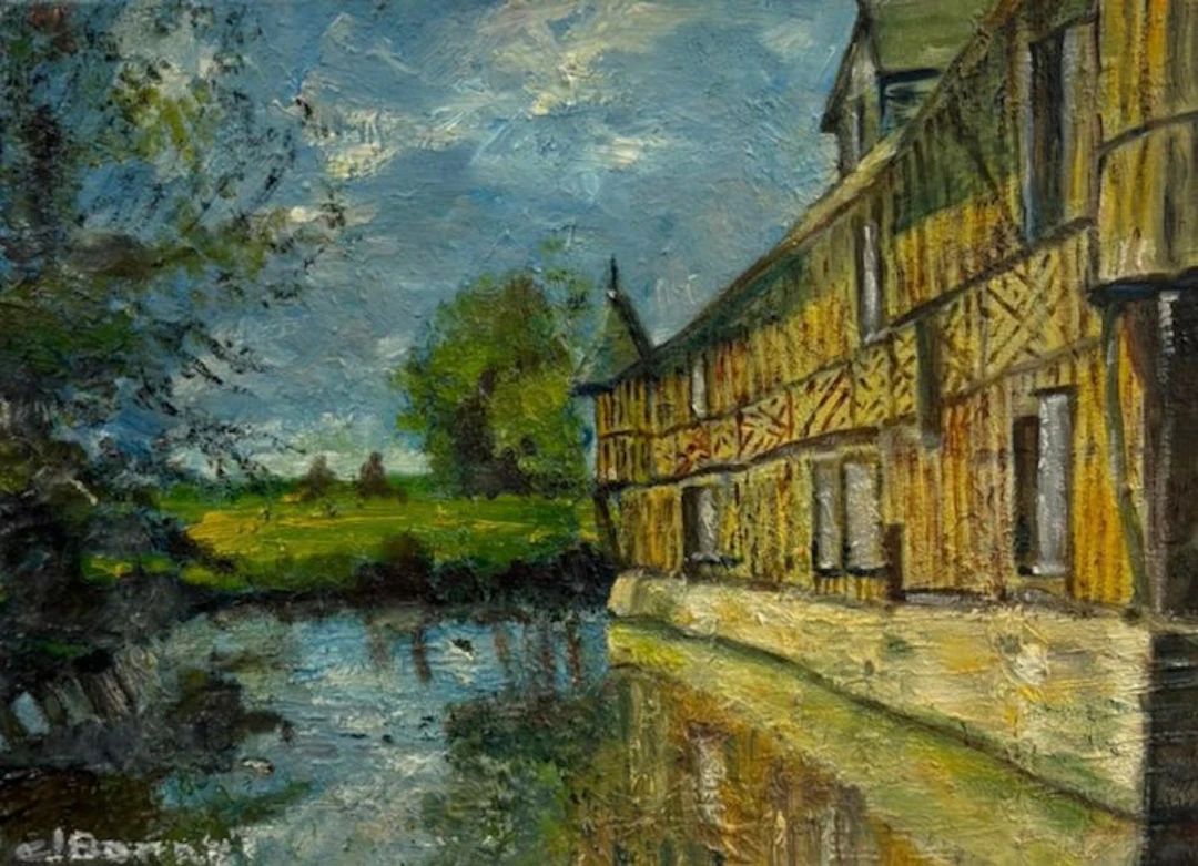 Jacqueline Bonnet (XX) - Fluvial landscape with house