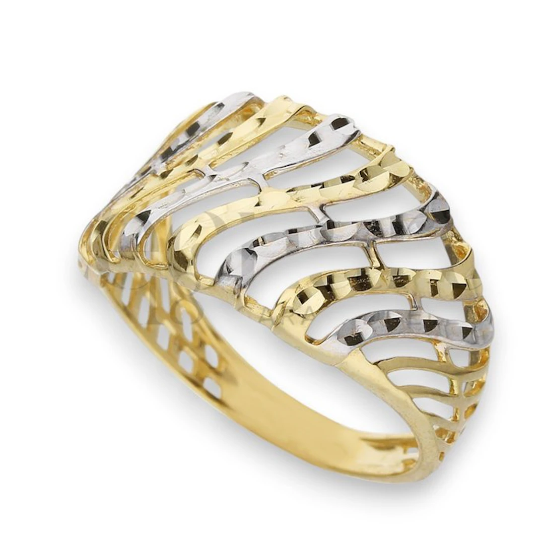 Ring - 18 kt. White gold, Yellow gold - Ring 18k 3.4g Unisex