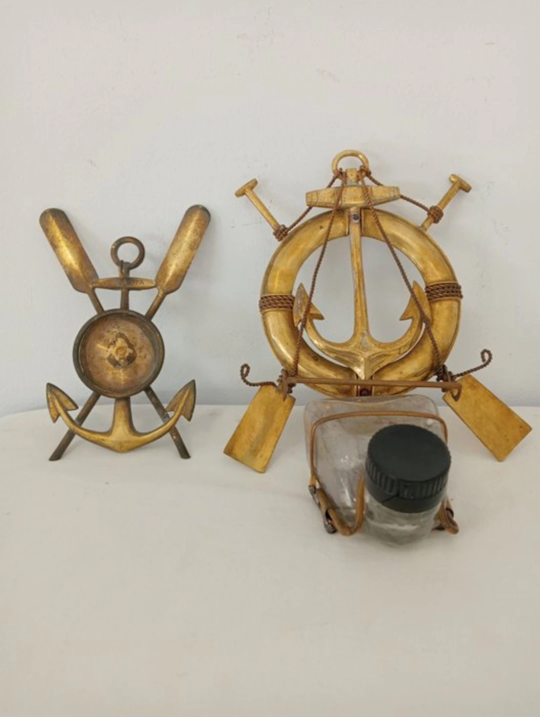 No reserve price - Inkwell (2) - Calamaio e porta orologio da taschino - Brass