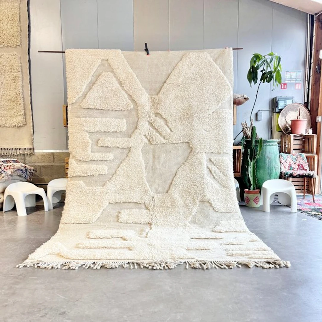 Modern Moroccan Beni M’rirt Wool Rug – Handwoven...