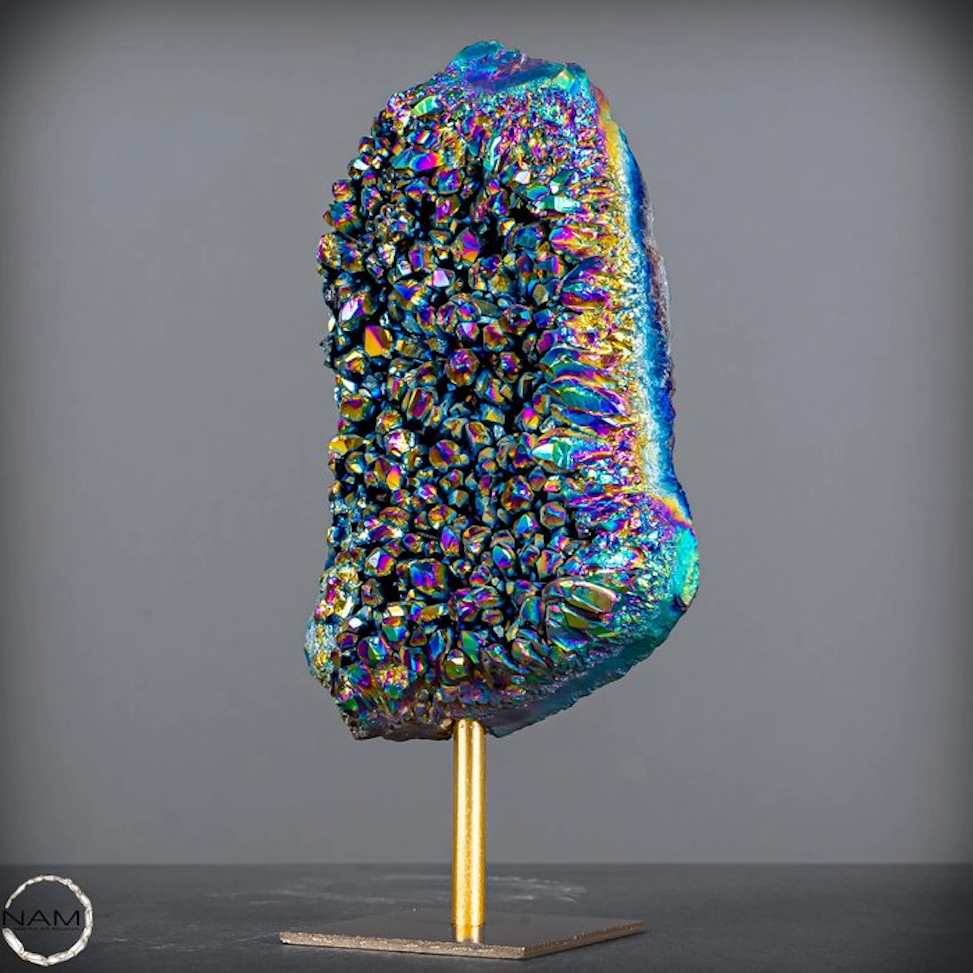 Rainbow of Energy – Aura Amethyst on a Stand. Unique- 562.11 g