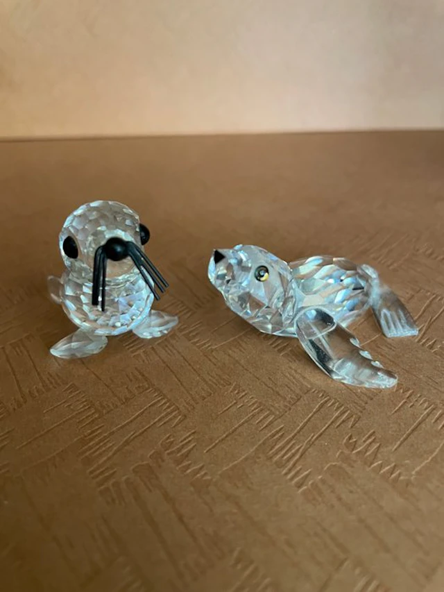 Swarovski - Figurine - Set Zeeleeuw en Zeehond - Boxed (2) - Crystal