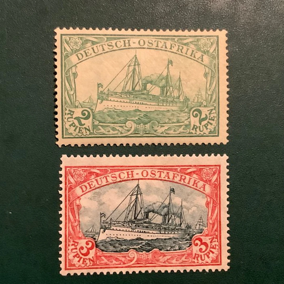 German Colonies - East Africa 1905 - 2 and 3 rupee...