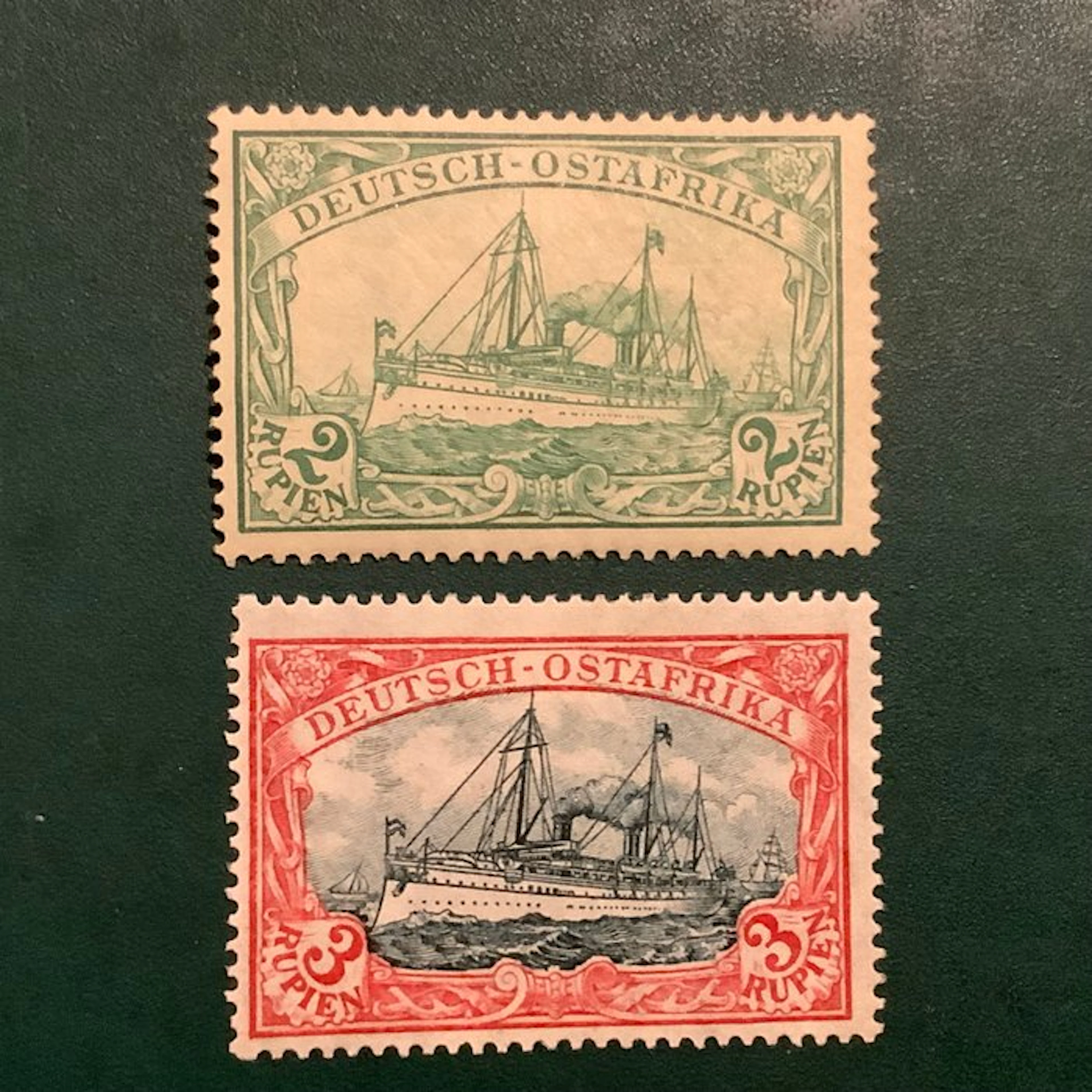 German Colonies - East Africa 1905 - 2 and 3 rupee...