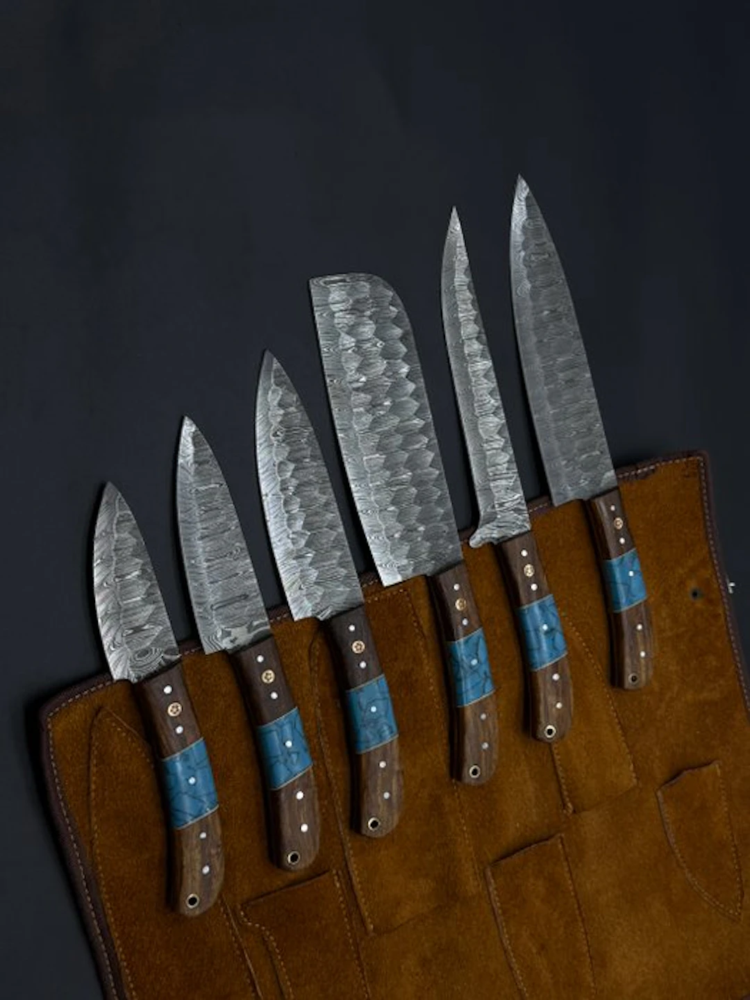 Japanese Style Kitchen Knife SET With Leather BAG...