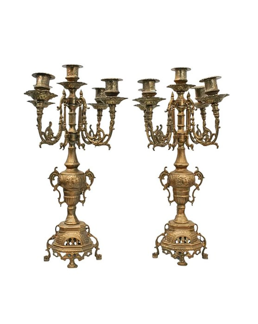 Paire de candélabres XlX ème style Louis XlV - Candlestick - Bronze